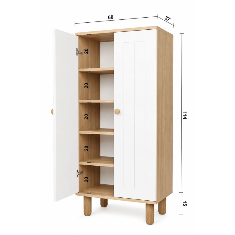 Seynor Multifunktionsskåp 60x129x37 cm - Vit och valnöt - Förvaring - Skåp - Köksskåp - Högskåp