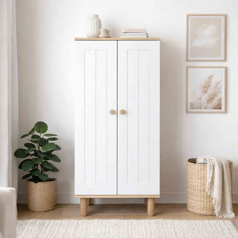 Seynor Multifunktionsskåp 60x129x37 cm - Vit och valnöt - Förvaring - Skåp - Köksskåp - Högskåp