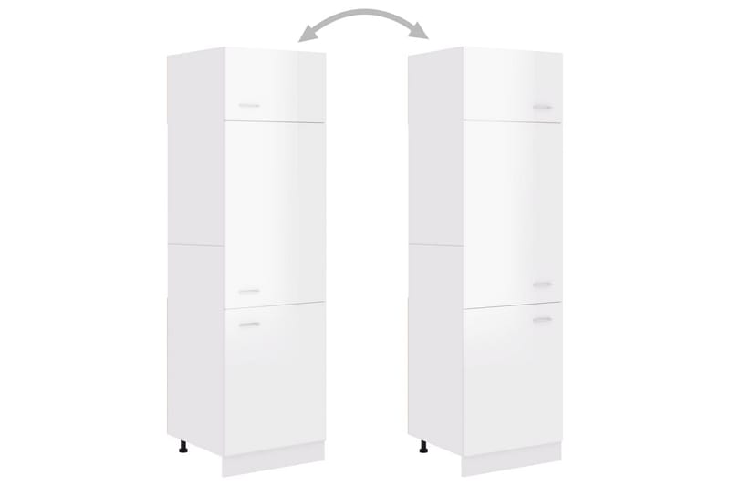 Skåp för kylskåp vit högglans 60x57x207 cm spånskiva - Vit - Förvaring - Skåp - Köksskåp