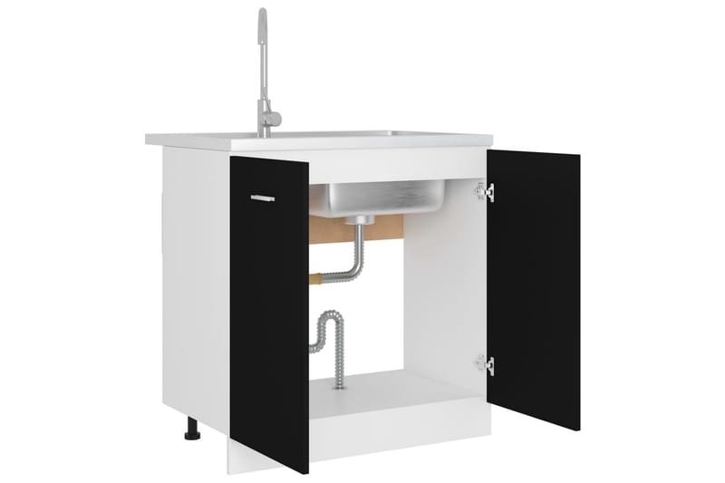 Underskåp för diskho svart 80x46x81,5 cm spånskiva - Svart - Förvaring - Skåp - Köksskåp