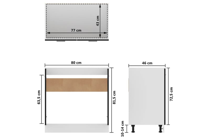 Underskåp för diskho svart 80x46x81,5 cm spånskiva - Svart - Förvaring - Skåp - Köksskåp