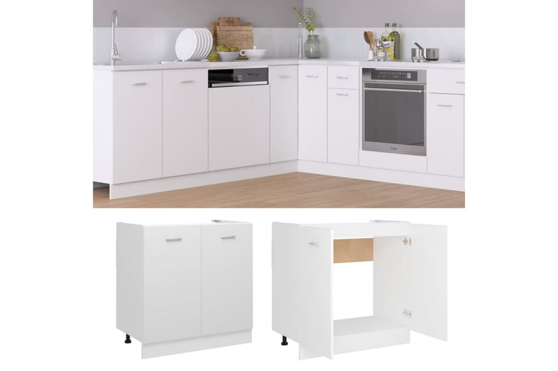 Underskåp för diskho vit 80x46x81,5 cm spånskiva - Vit - Förvaring - Skåp - Köksskåp