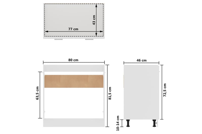 Underskåp för diskho vit 80x46x81,5 cm spånskiva - Vit - Förvaring - Skåp - Köksskåp