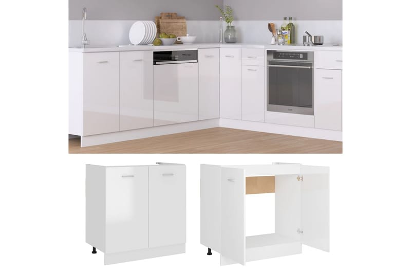 Underskåp för diskho vit högglans 80x46x81,5 cm spånskiva - Vit - Förvaring - Skåp - Köksskåp