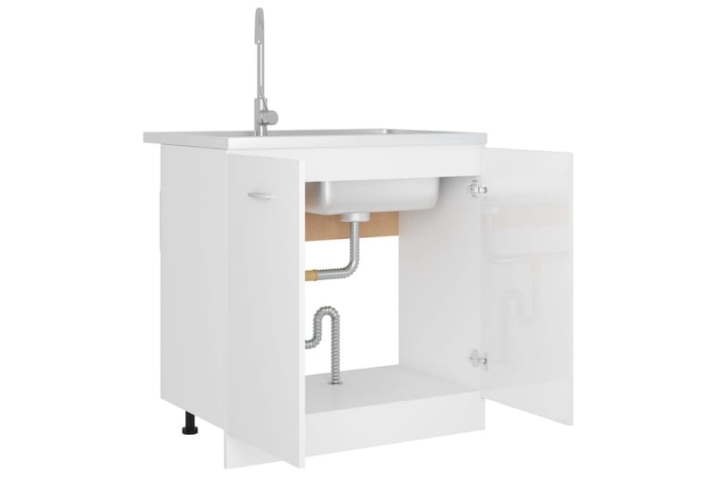 Underskåp för diskho vit högglans 80x46x81,5 cm spånskiva - Vit - Förvaring - Skåp - Köksskåp