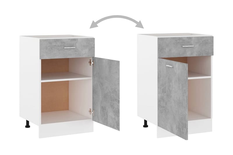 Underskåp med låda betonggrå 50x46x81,5 cm spånskiva - Grå - Köksskåp - Väggskåp