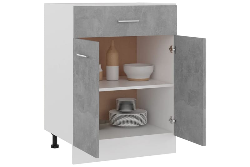 Underskåp med låda betonggrå 60x46x81,5 cm spånskiva - Grå - Förvaring - Skåp - Köksskåp