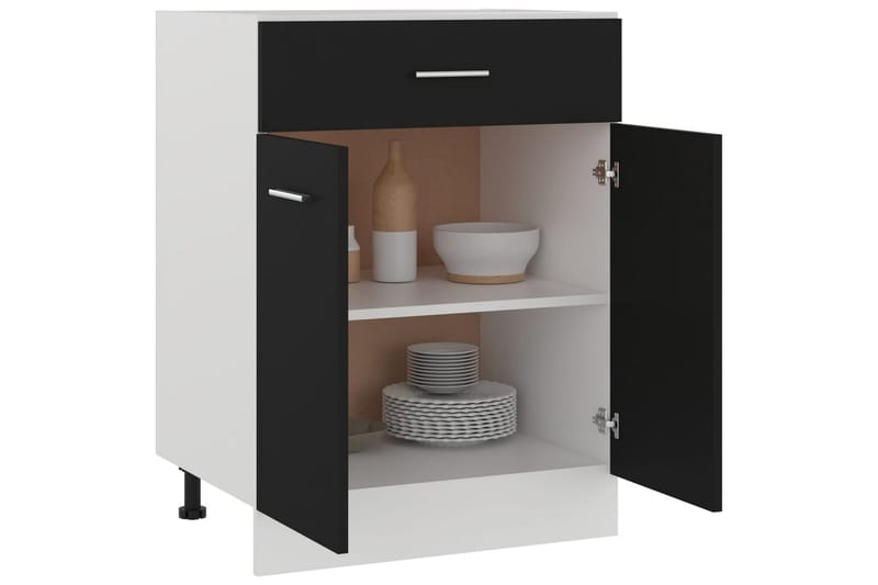 Underskåp med låda svart 60x46x81,5 cm spånskiva - Svart - Förvaring - Skåp - Köksskåp