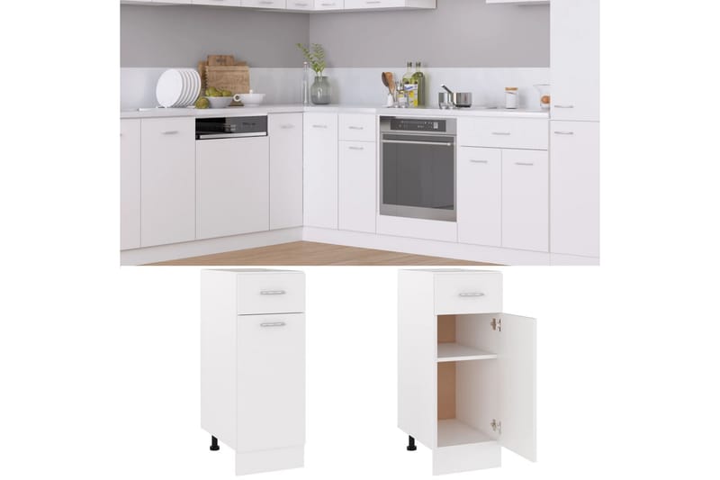 Underskåp med låda vit 30x46x81,5 cm spånskiva - Vit - Förvaring - Skåp - Köksskåp