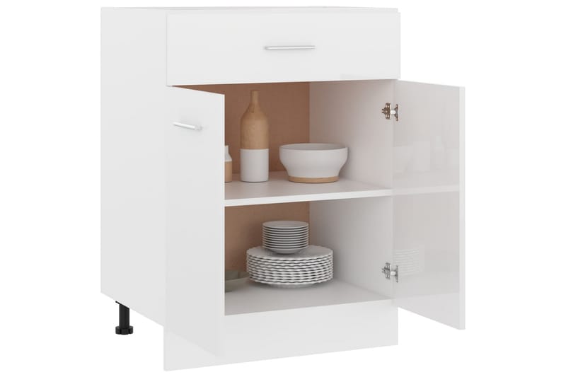 Underskåp med låda vit högglans 60x46x81,5 cm spånskiva - Vit - Förvaring - Skåp - Köksskåp