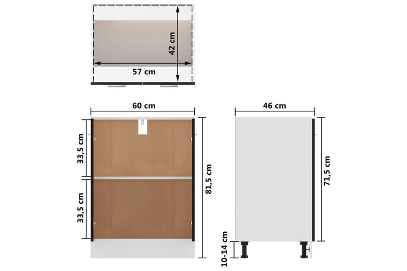 Underskåp svart 60x46x81,5 cm spånskiva - Svart - Förvaring - Skåp - Köksskåp