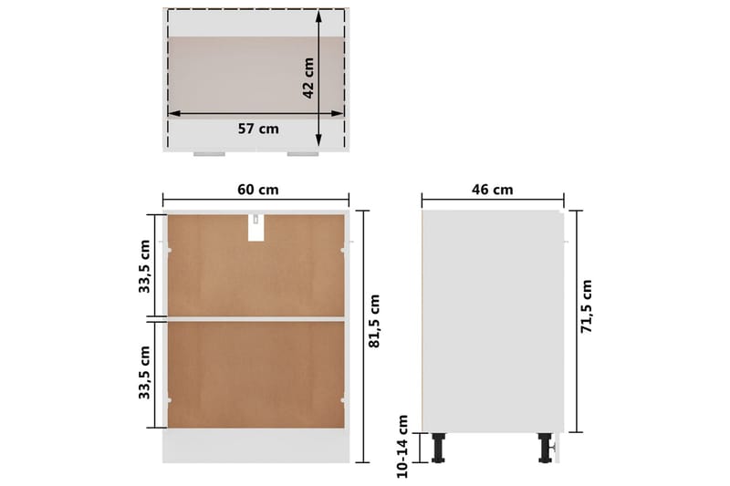 Underskåp vit 60x46x81,5 cm spånskiva - Vit - Förvaring - Skåp - Köksskåp