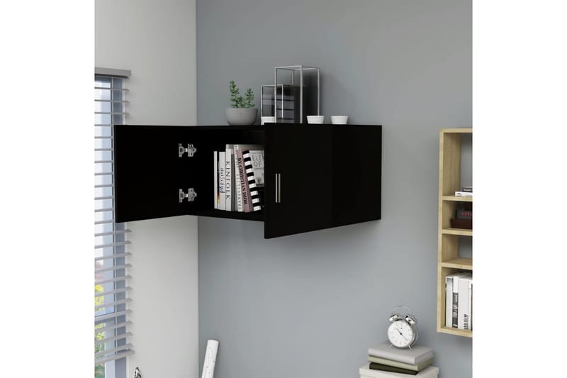 Väggmonterat skåp svart 80x39x40 cm spånskiva - Svart - Förvaring - Skåp - Köksskåp