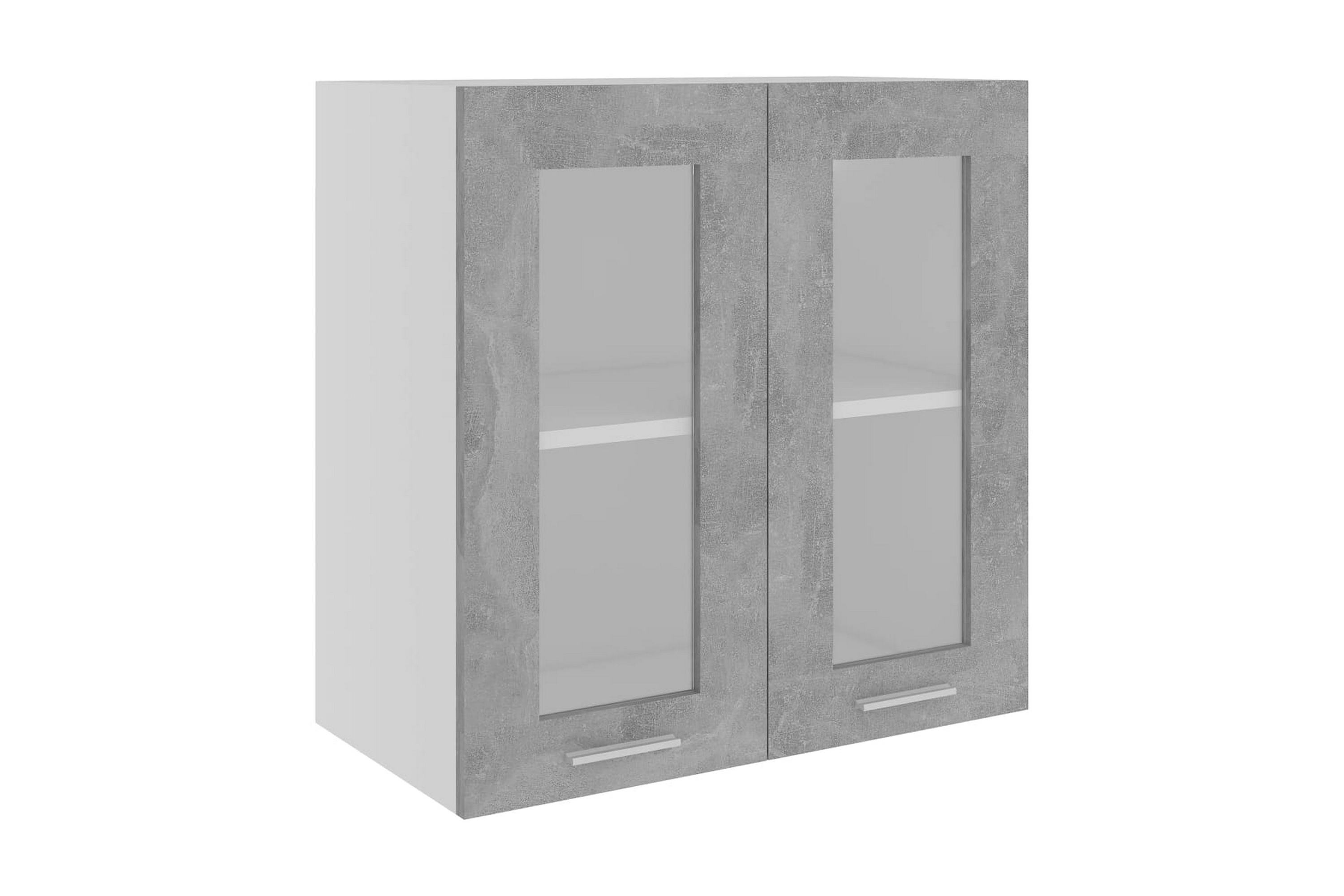 Väggskåp med glasdörrar betonggrå 60x31x60 cm spånskiva – Betonggrå