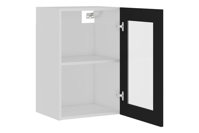 Väggskåp med glasdörrar svart 40x31x60 cm spånskiva - Svart - Förvaring - Skåp - Köksskåp
