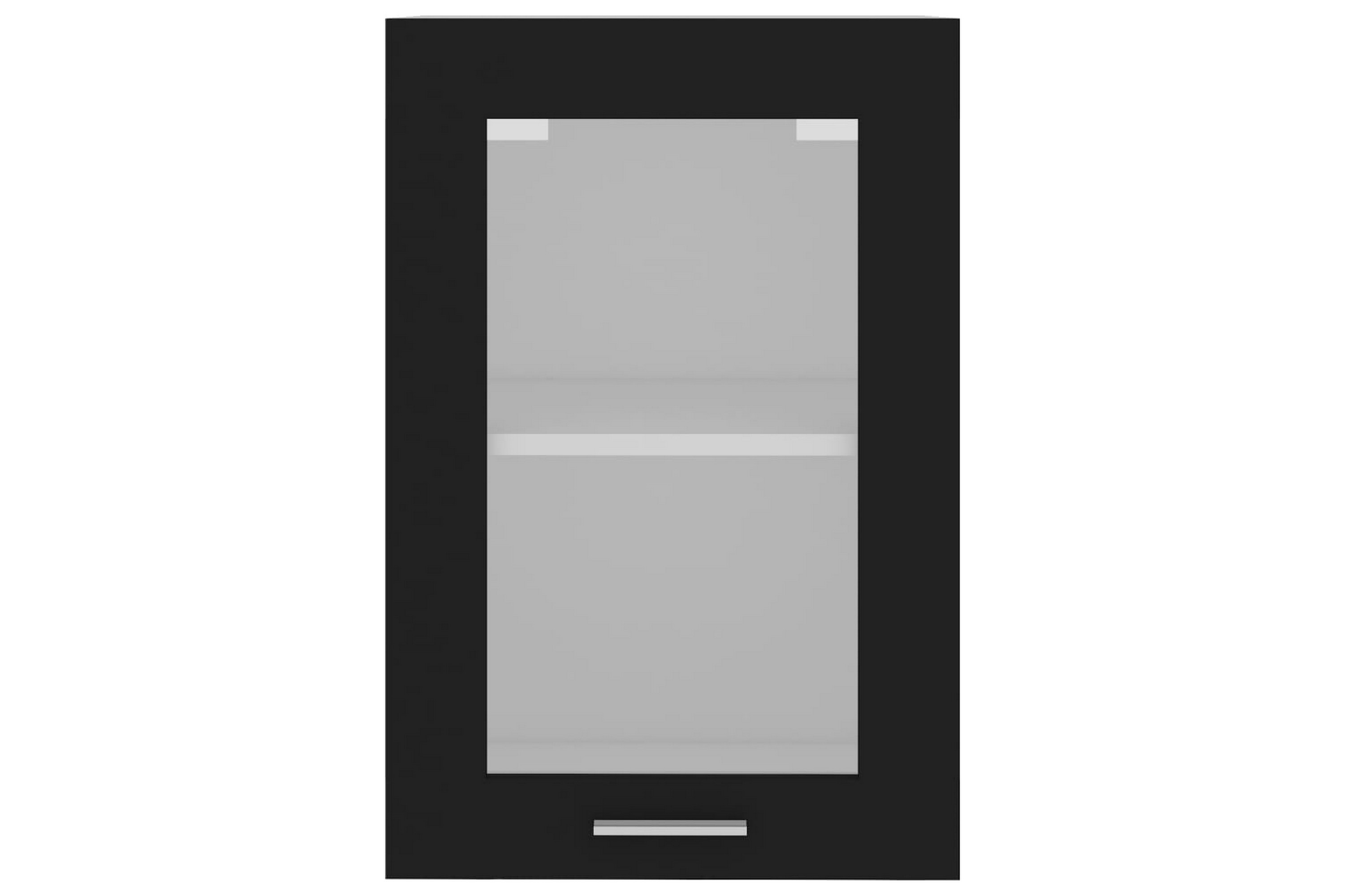Väggskåp med glasdörrar svart 40x31x60 cm spånskiva – Svart