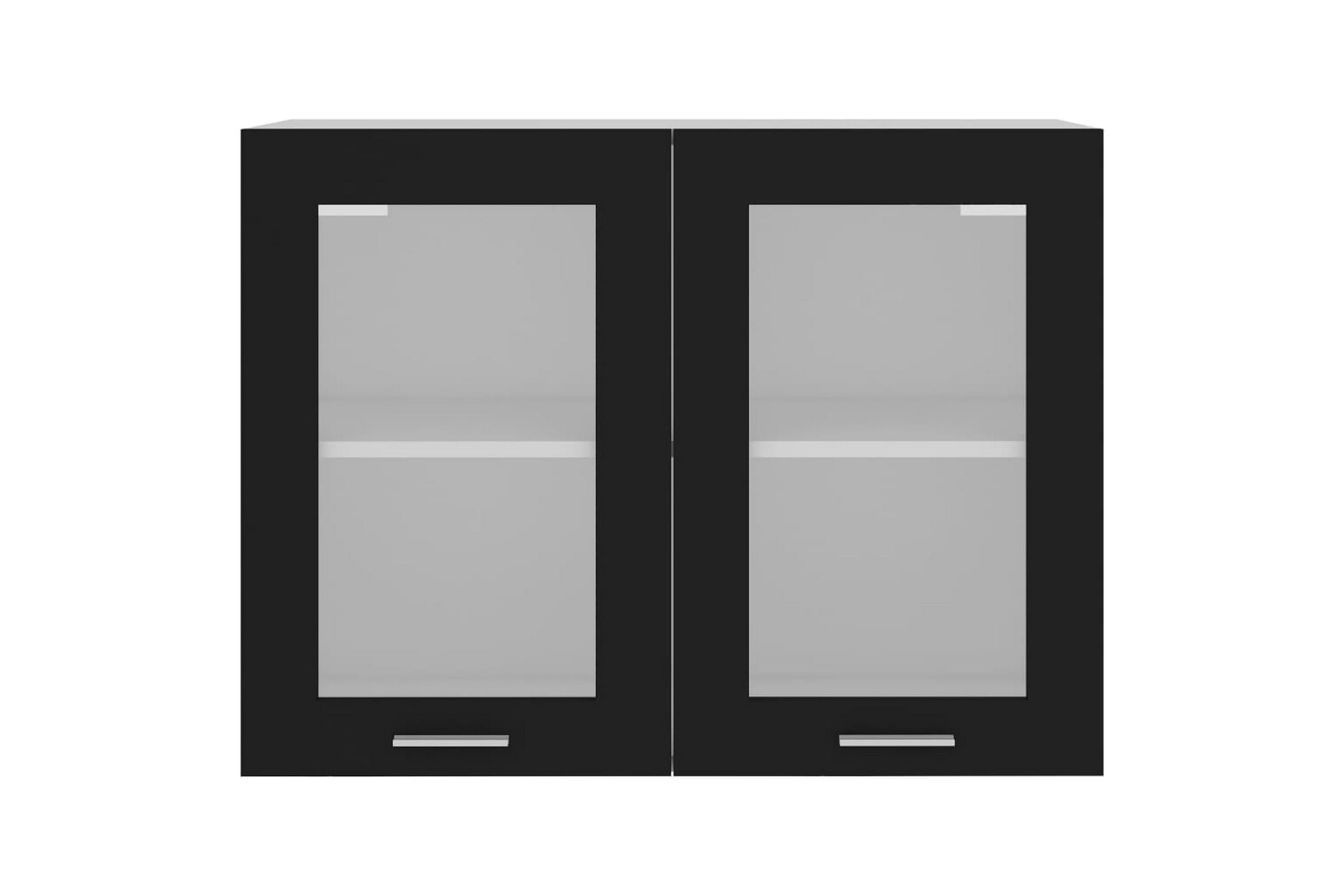 Väggskåp med glasdörrar svart 80x31x60 cm spånskiva – Svart