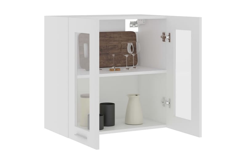 Väggskåp med glasdörrar vit 60x31x60 cm spånskiva - Vit - Förvaring - Skåp - Köksskåp