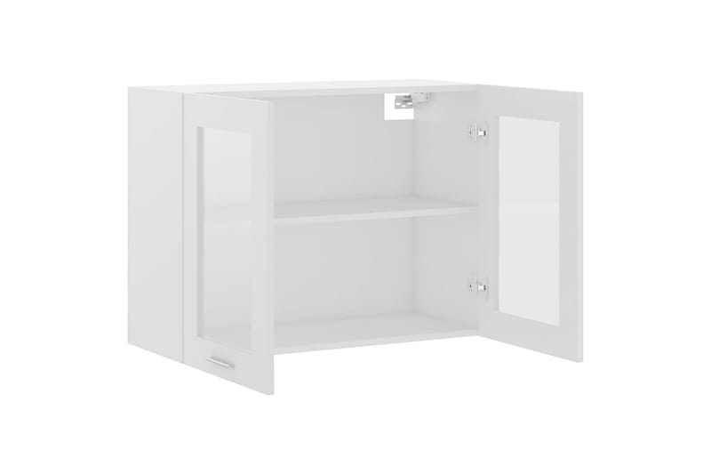 Väggskåp med glasdörrar vit 80x31x60 cm spånskiva - Vit - Förvaring - Skåp - Köksskåp