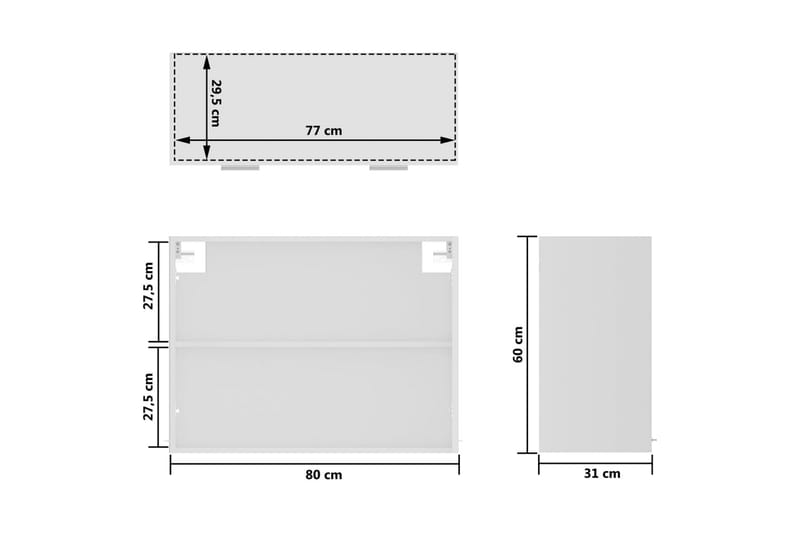 Väggskåp med glasdörrar vit 80x31x60 cm spånskiva - Vit - Förvaring - Skåp - Köksskåp