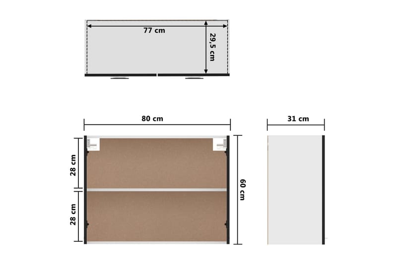 Väggskåp svart 80x31x60 cm spånskiva - Svart - Förvaring - Skåp - Köksskåp