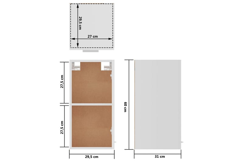 Väggskåp vit 29,5x31x60 cm spånskiva - Vit - Förvaring - Skåp - Köksskåp