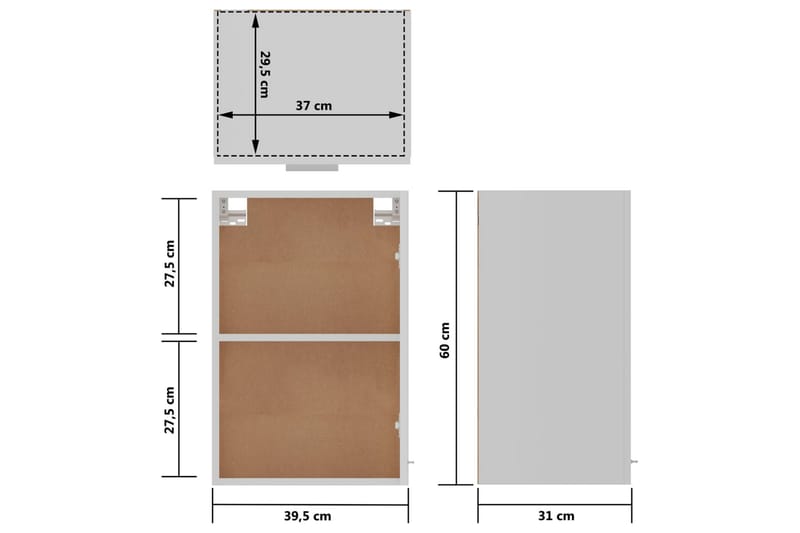Väggskåp vit 39,5x31x60 cm spånskiva - Vit - Förvaring - Skåp - Köksskåp