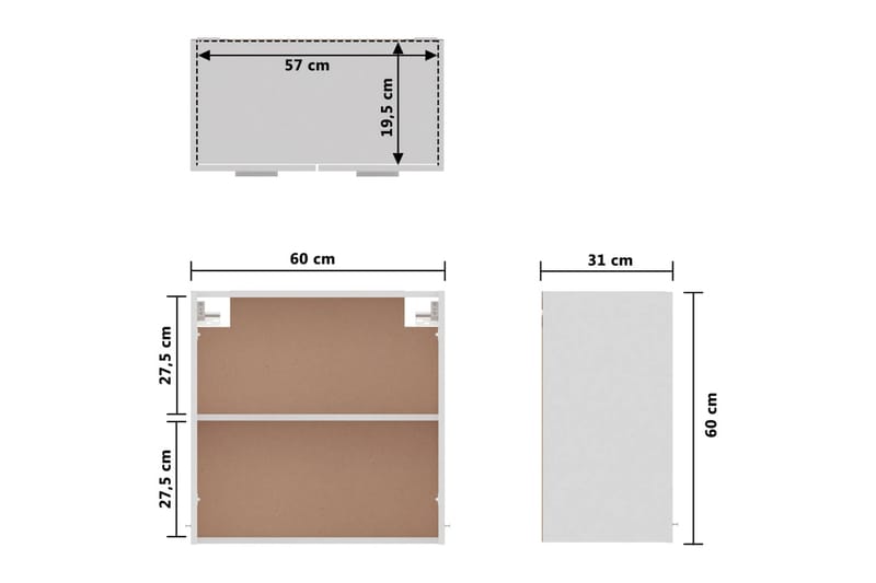 Väggskåp vit 60x31x60 cm spånskiva - Vit - Förvaring - Skåp - Köksskåp