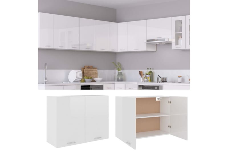 Väggskåp vit högglans 80x31x60 cm spånskiva - Vit - Förvaring - Skåp - Köksskåp