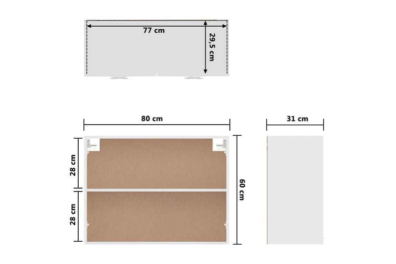Väggskåp vit högglans 80x31x60 cm spånskiva - Vit - Förvaring - Skåp - Köksskåp