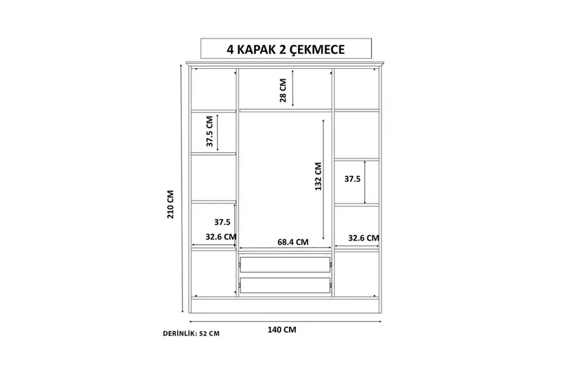 Kovric Garderobsskåp 140x210 cm - Matt Vit - Förvaring - Skåp - Garderobsskåp
