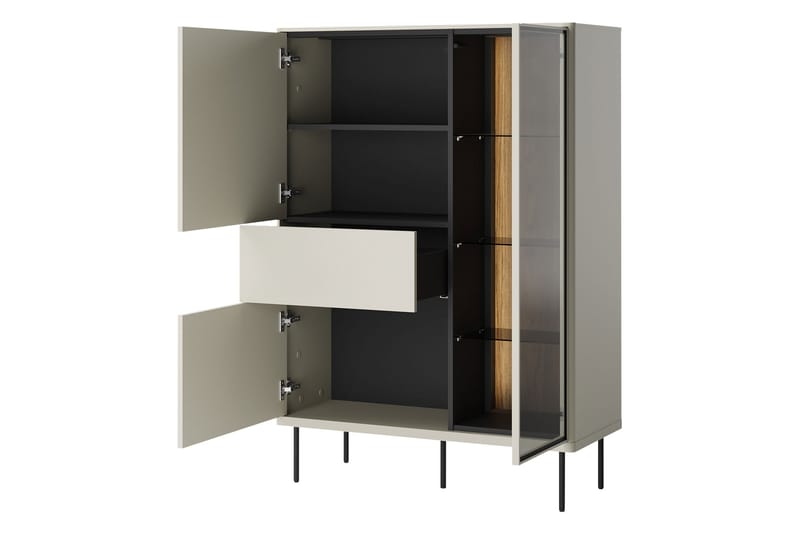 Levisa Vitrinskåp 98x140 cm - Brun/Svart - Förvaring - Skåp - Vitrinskåp