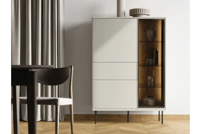 Levisa Vitrinskåp 98x140 cm - Brun/Svart - Förvaring - Skåp - Vitrinskåp