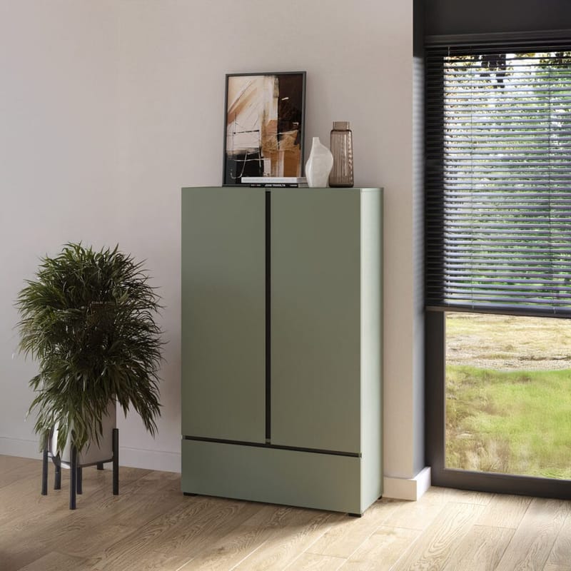 Linneskåp Cross S 2 dörrar 1 låda - Grön - Förvaring - Skåp - Garderobsskåp