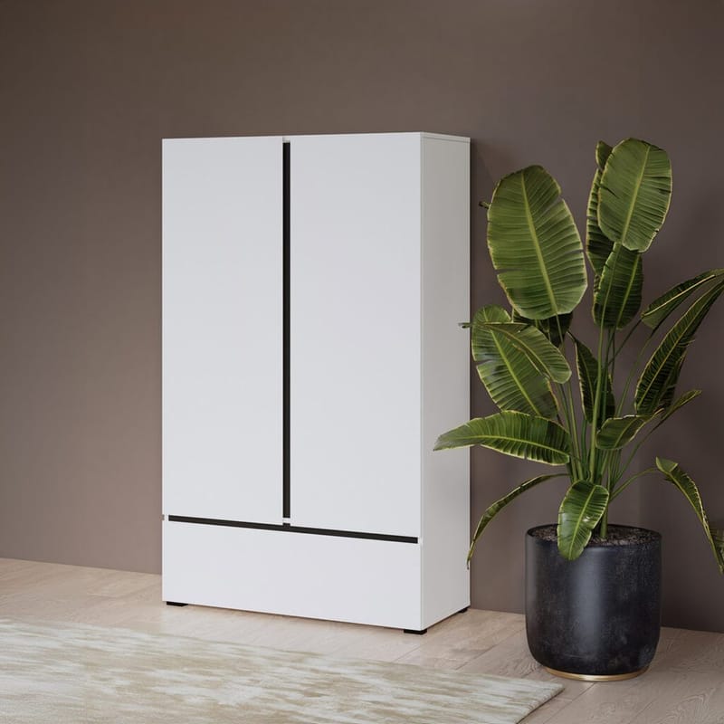 Linneskåp Cross S 2 dörrar 1 låda - Vit - Förvaring - Skåp - Garderobsskåp