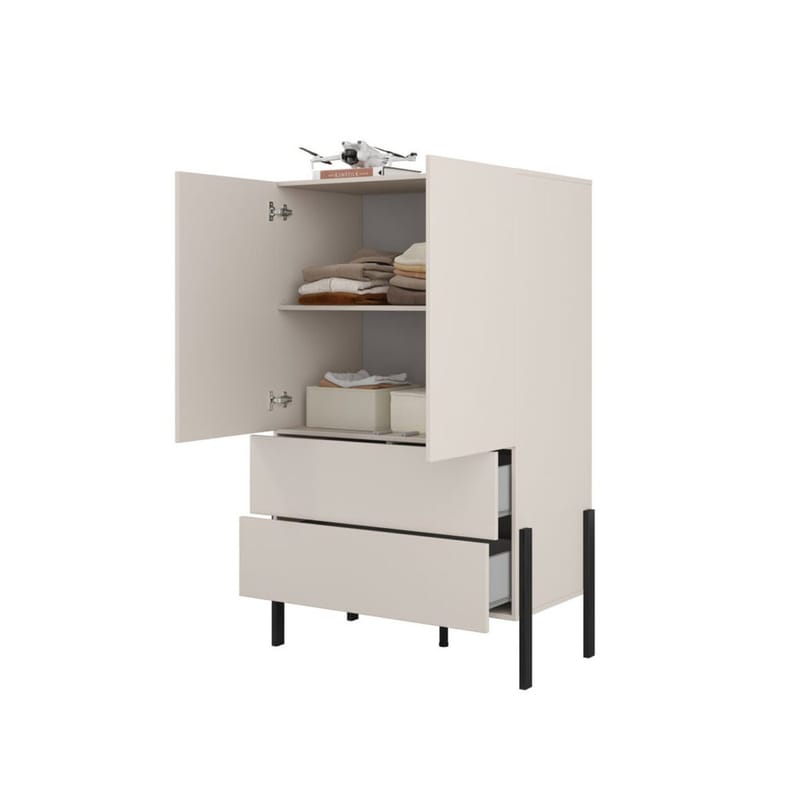 Linneskåp Jukon S 2 Dörrar med 2 Lådor - Kashmir - Förvaring - Skåp - Garderobsskåp