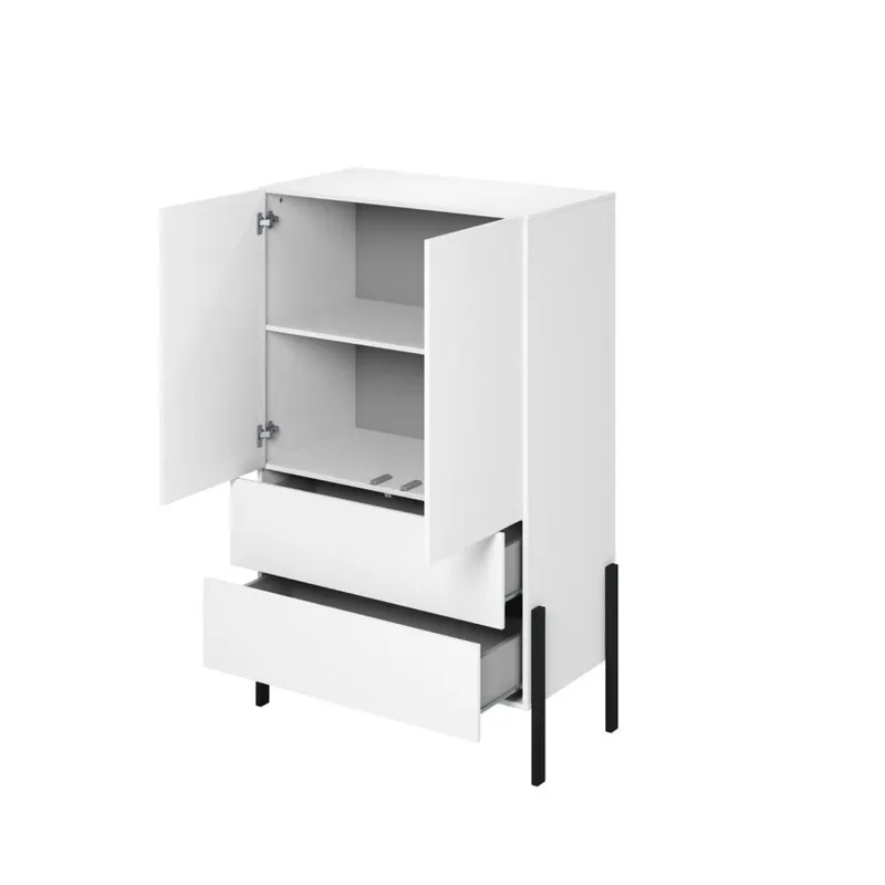 Linneskåp Jukon S 2 Dörrar med 2 Lådor - Vit supermatt - Förvaring - Skåp - Garderobsskåp