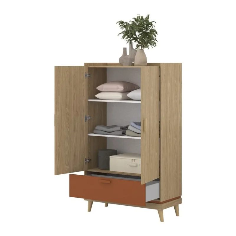 Linneskåp Scandi 2 dörrar 1 låda - Oljerad Ek - Förvaring - Skåp - Garderobsskåp