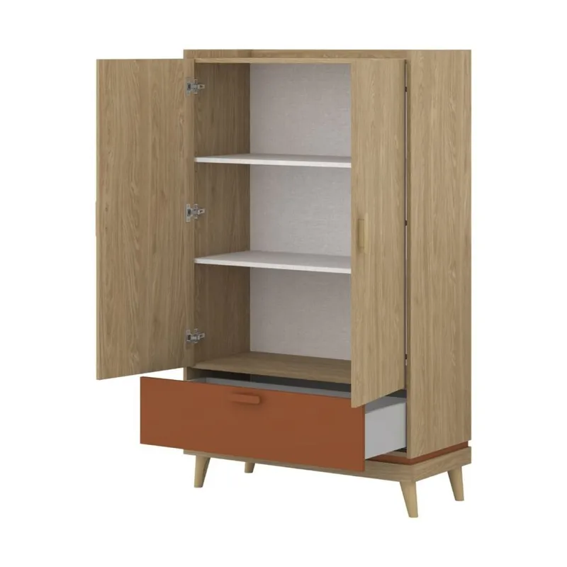 Linneskåp Scandi 2 dörrar 1 låda - Oljerad Ek - Förvaring - Skåp - Garderobsskåp