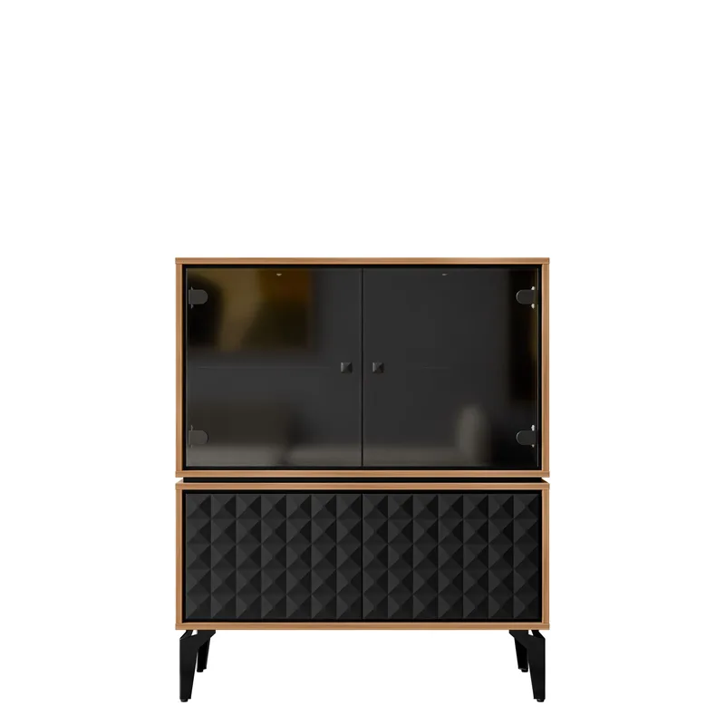 Lorvenn Vitrinskåp 103x122 cm, Brun/Svart