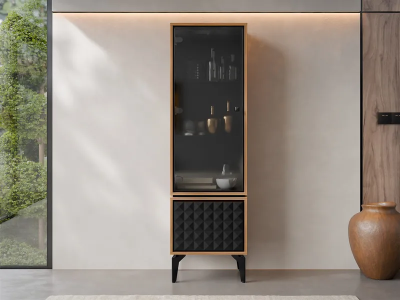 Lorvenn Vitrinskåp 54x182 cm - Brun/Svart - Förvaring - Skåp - Vitrinskåp