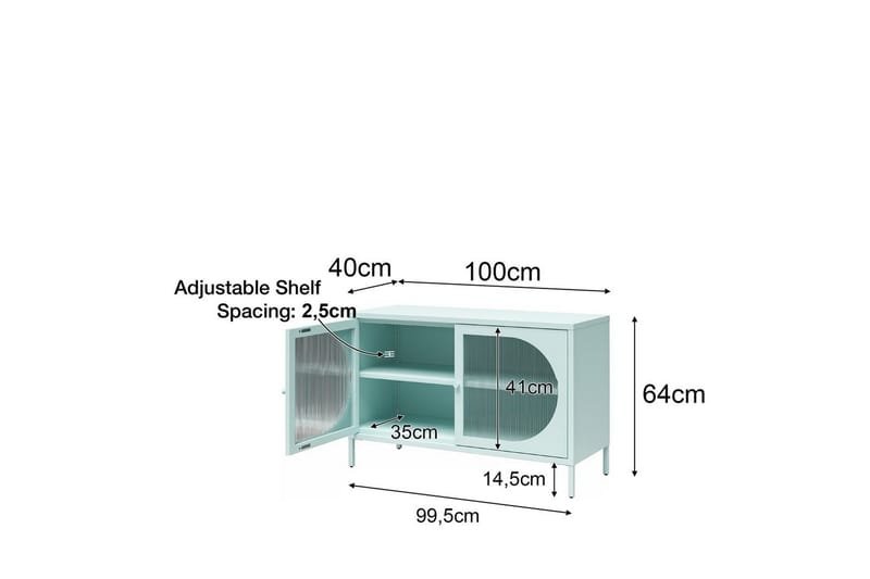 Skåp Luna 100x40x64 cm, Svart - 100x40x64 cm, Svart - Förvaring - Skåp - Vitrinskåp