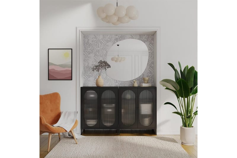 Skåp Luna 80x40x102 cm, Svart - 80x40x102 cm, Svart - Förvaring - Skåp - Vitrinskåp