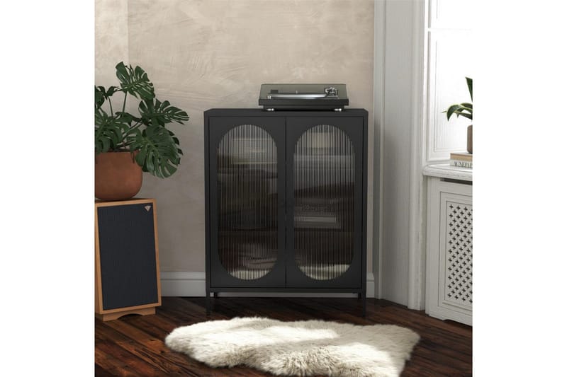 Skåp Luna 80x40x102 cm, Svart - 80x40x102 cm, Svart - Förvaring - Skåp - Vitrinskåp