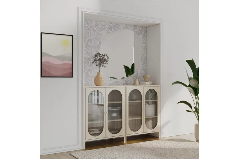 Skåp Luna 80x40x102 cm, Pergament - 80x40x102 cm, Pergament - Förvaring - Skåp