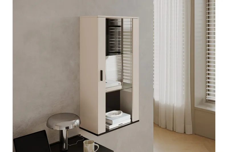 Lyrosen Vitrinskåp 60x112 cm - Beige - Förvaring - Skåp - Vitrinskåp