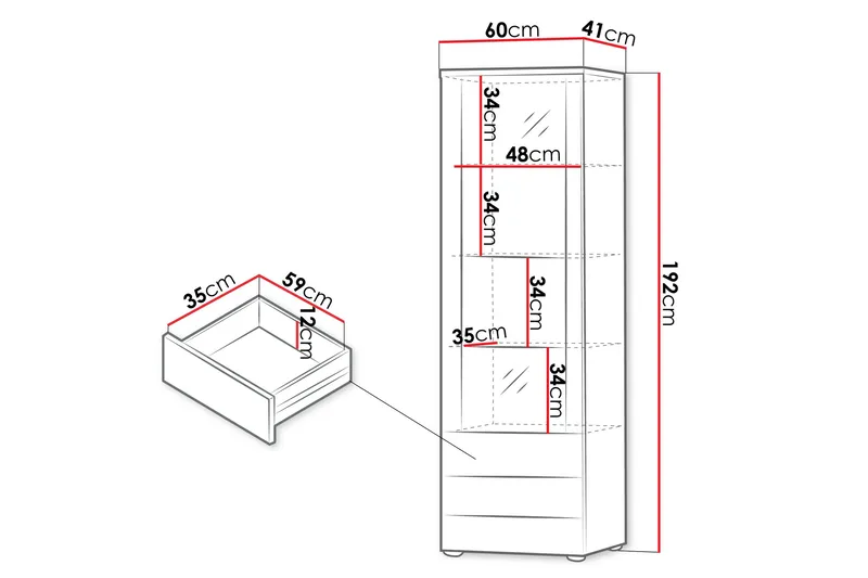 Lyrosen Vitrinskåp 60x192 cm - Beige - Förvaring - Skåp - Vitrinskåp