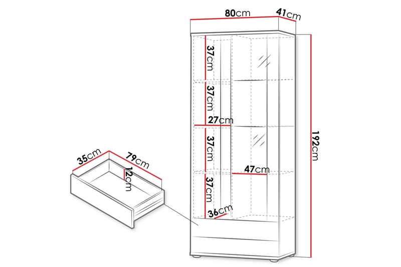Lyrosen Vitrinskåp 80x19 cm - Beige - Förvaring - Skåp - Vitrinskåp