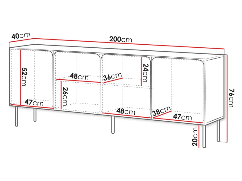Marros Skänk 200 cm - Toskanskt röd - Förvaring - Förvaringsmöbler - Skänkar & sideboards