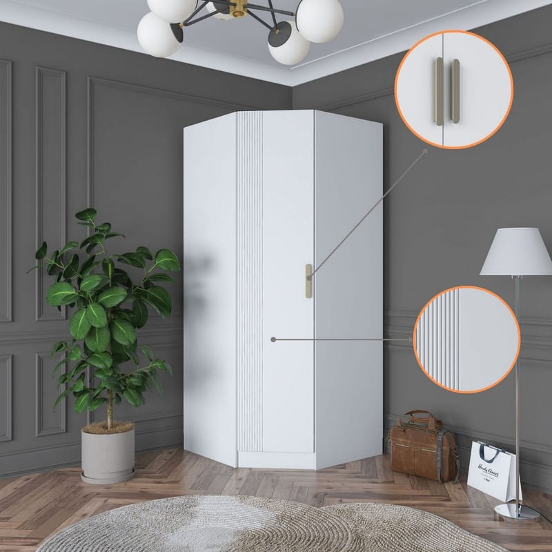 Matlerd Garderob 91x210x57,5 cm - Vit - Förvaring - Skåp - Garderobsskåp